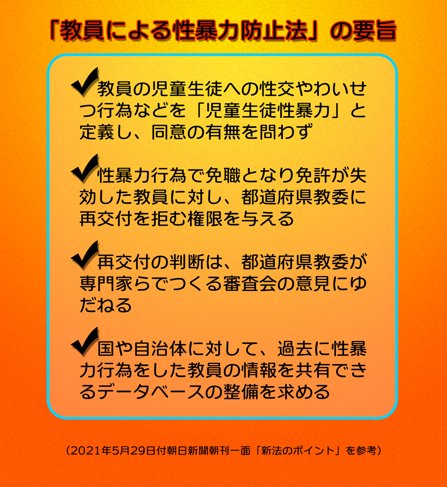 教員の性暴力防止法が成立